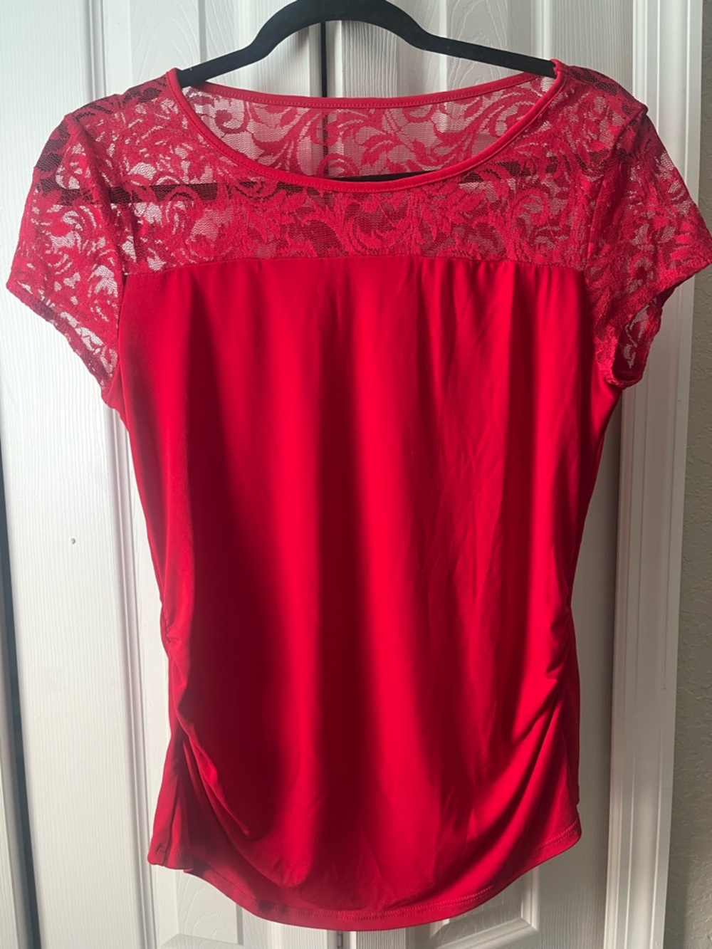 New York & Company Red Lace Top
